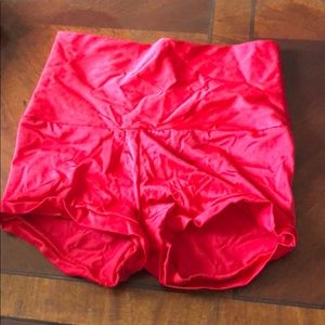 Red high waisted dance shorts